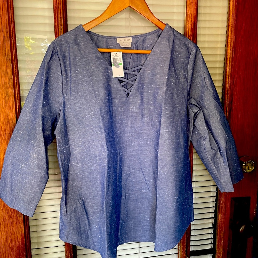 Denim like tunic top Van Heusen